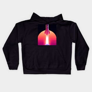 Cyber rocket taking off Kids Hoodie